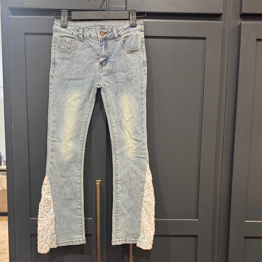 ML Kids Blue Flared Girls Jeans